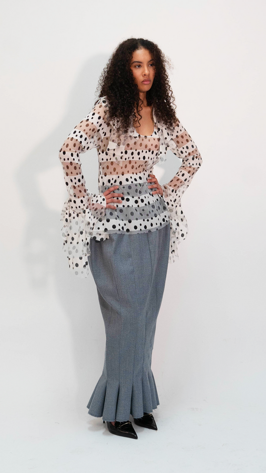 Blouse ample en tulle transparent